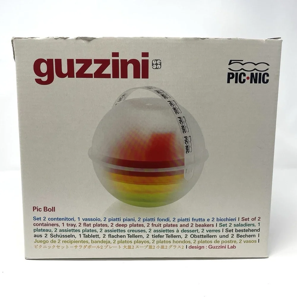 GUZZINI 500 FIAT‎ PIC NIC BOLL PLASTIC BALL DESIGN MODERN PICNIC SET FOR 2 NEW
